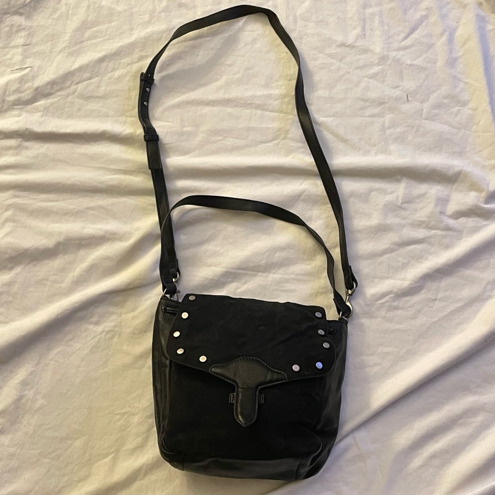 Lucky Brand Yuri Leather Suede Crossbody/Purse Shoulder Bag Black